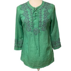 Joy Joy Green Tunic Top